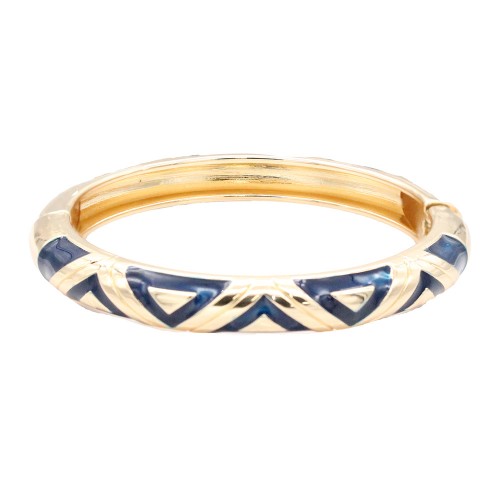 Gold Plated With Blue Color Enamel Hinged Bangles Bracelets Gold Plated With Blue Color Enamel Hinged Bangles Bracelets