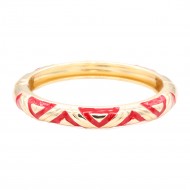 Gold Plated With Red Color Enamel Hinged Bangles Bracelets