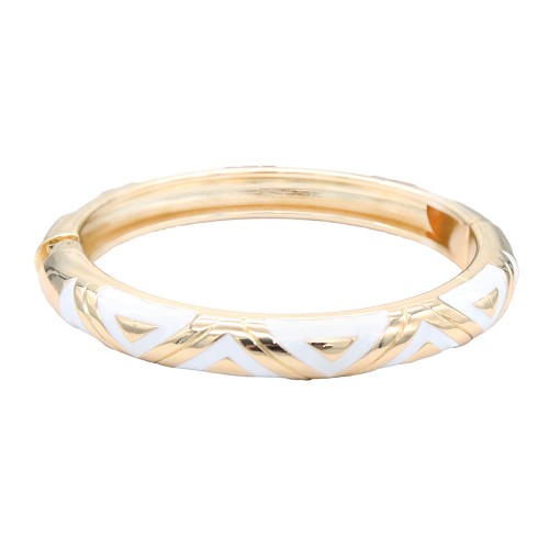 Gold Plated With White Color Enamel Hinged Bangles Bracelets Gold Plated With White Color Enamel Hinged Bangles Bracelets