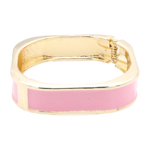 Gold Plated With Pink Color Enamel Hinged Bangles Bracelets Gold Plated With Pink Color Enamel Hinged Bangles Bracelets