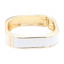 Gold Plated With White Color Enamel Hinged Bangles Bracelets Gold Plated With White Color Enamel Hinged Bangles Bracelets