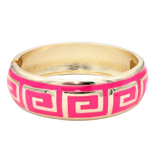 Gold Plated Fuchsia Enamel Hinged Bangle Gold Plated Fuchsia Enamel Hinged Bangle
