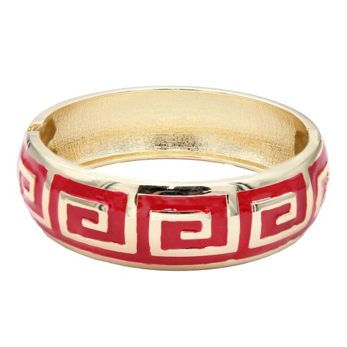 Gold Plated Red Enamel Hinged Bangle Gold Plated Red Enamel Hinged Bangle