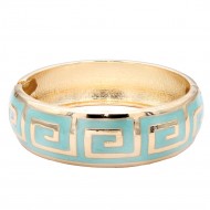 Gold Plated Turquoise Enamel Hinged Bangle