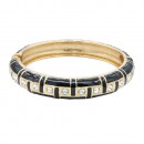 Gold Plated White Enamel Hinged Bangle