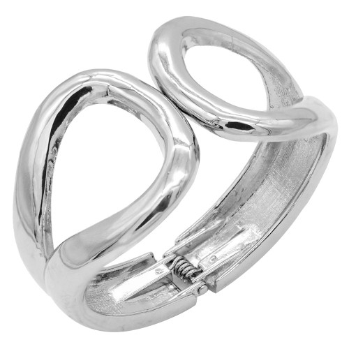 Rhodium Plated Hinged Bangles