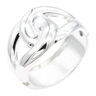 Rhodium Plated Hinged Bangle Bracelets