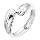 Rhodium Plated Hinged Bangle Bracelets