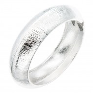 Rhodium Plated Hinged Extra Large Bangle Bracelets