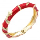 Gold Plated Black Enamel Hinged Bangle Gold Plated Black Enamel Hinged Bangle