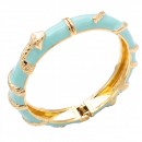 Gold Plated Black Enamel Hinged Bangle Gold Plated Black Enamel Hinged Bangle