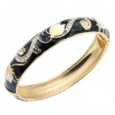 Gold Plated Black Enamel Hinged Bangle Gold Plated Black Enamel Hinged Bangle