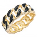 Gold Plated White Enamel Hinged Bangle