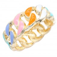 Gold Plated Multi Enamel Hinged Bangle