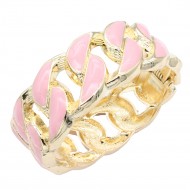 Gold Plated Pink Enamel Hinged Bangle