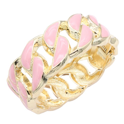 Gold Plated Pink Enamel Hinged Bangle Gold Plated Pink Enamel Hinged Bangle