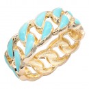 Gold Plated White Enamel Hinged Bangle