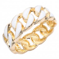 Gold Plated White Enamel Hinged Bangle