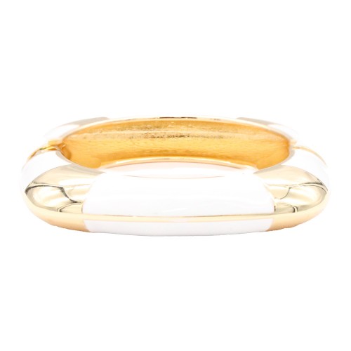 Gold Plated With White Color Enamel Hinged Bangles Bracelets Gold Plated With White Color Enamel Hinged Bangles Bracelets