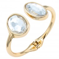 Gold Plated Clear Crystal Bangle Bracelets