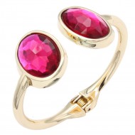 Gold Plated Fuchsia  Crystal Bangle Bracelets