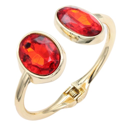Gold Plated Red Crystal Bangle Bracelets