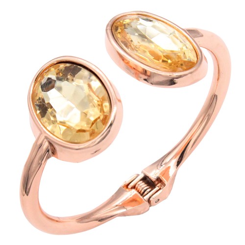 Rose Gold Plated Peach Crystal Bangle Bracelets Rose Gold Plated Peach Crystal Bangle Bracelets