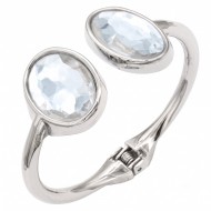Rhodium Plated Clear Crystal Bangle Bracelets
