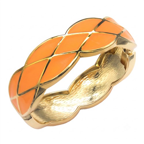 Gold Plated Light Orange Enamel Hinged Bangle Gold Plated Light Orange Enamel Hinged Bangle