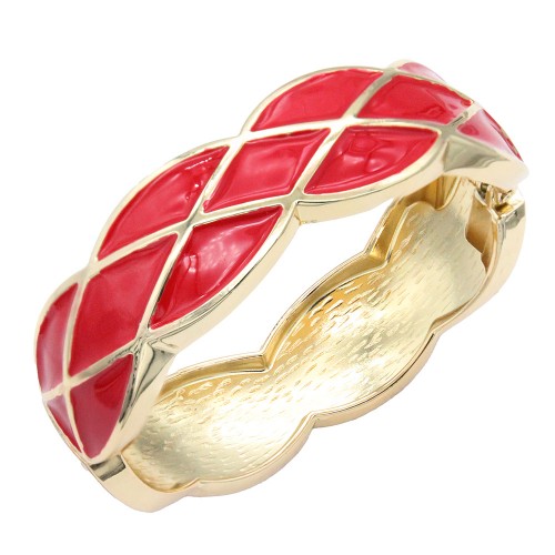 Gold Plated Red Enamel Hinged Bangle Gold Plated Red Enamel Hinged Bangle