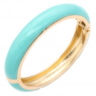 Gold Plated Turquoise Enamel Hinged Bangle