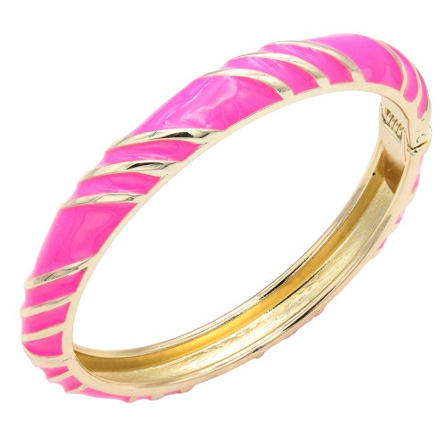 Gold Plated Fuchsia Enamel Hinged Bangle Gold Plated Fuchsia Enamel Hinged Bangle