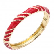 Gold Plated Red Enamel Hinged Bangle