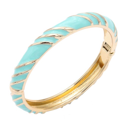 Gold Plated Turquoise Enamel Hinged Bangle Gold Plated Turquoise Enamel Hinged Bangle