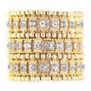 Rhodium 3-Lines AB Crystal Fashion Trendy Stretch Bracelet 7&quot;