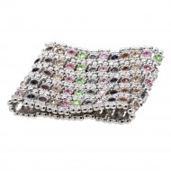 Rhodium Plated With Multi-Color Crystals 5 Rows Stretch Bracelet Fashion Trendy Jewelry Party Prom for Women