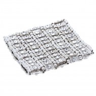 Rhodium Plated Crystals 5 Rows Stretch Bracelet Fashion Trendy Jewelry Party Prom for Women
