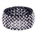 Black Rhodium Plated With Clear Crystal Stretch Bracelets
