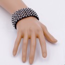 Black Rhodium Plated With Clear Crystal Stretch Bracelets