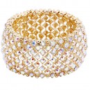 Gold Plated with Royal Blue Crystal Stretch Bracelets