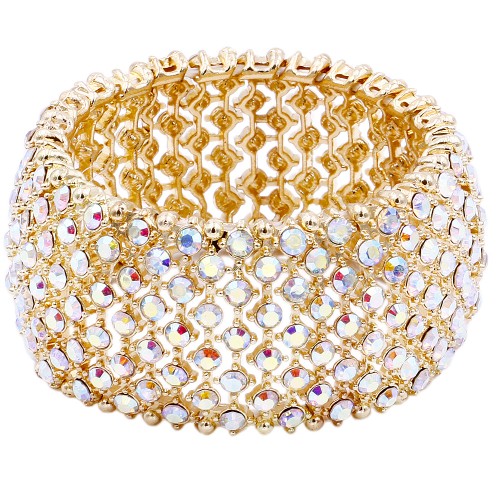 Gold Plated AB Crystal Stretch Bracelets