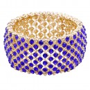 Gold Plated with Royal Blue Crystal Stretch Bracelets