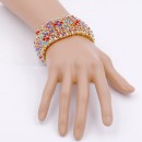 Gold Plated With Multi color Crystal Stretch Bracelets