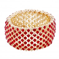 Gold Plated with light Siam Crystal stretch Bracelets