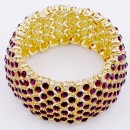 Gold Plated With Purple Crystal Stretch Bracelets Tennis Rhinestone Bridal Evening Party Jewelry for Woman Bangle