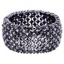 Rhodium Plated with Clear Crystal Stretch Bracelets