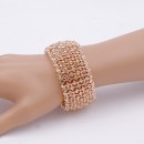 Rose Gold Plated with Peach Crystal Stretch Bracelets