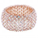 Rose Gold Plated WIth AB Crystal Stretch Bracelets Tennis Rhinestone Bridal Evening Party Jewelry for Woman Bangle