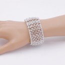 Rhodium Plated with Clear Crystal Stretch Bracelets