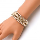 Gold Plated with Tennis 5 Row Rhinestone Stretch Bracelets Bridal Evening Party Jewelry For Woman Bangle